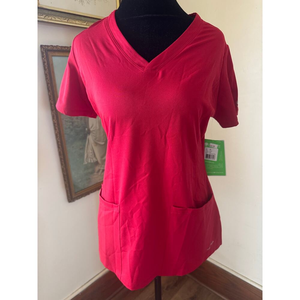 NWT HH Works Healing Hands Monica Scrub Top XS Red V Neck